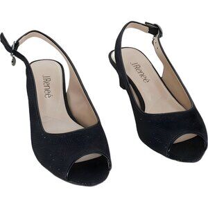 J. Renee Women's Jenvey Black Glitter Pumps - Size 7 Narrow